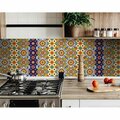 Homeroots 5 x 5 in. Blue & Yellow Mosaic Peel & Stick Removable Tiles 400061